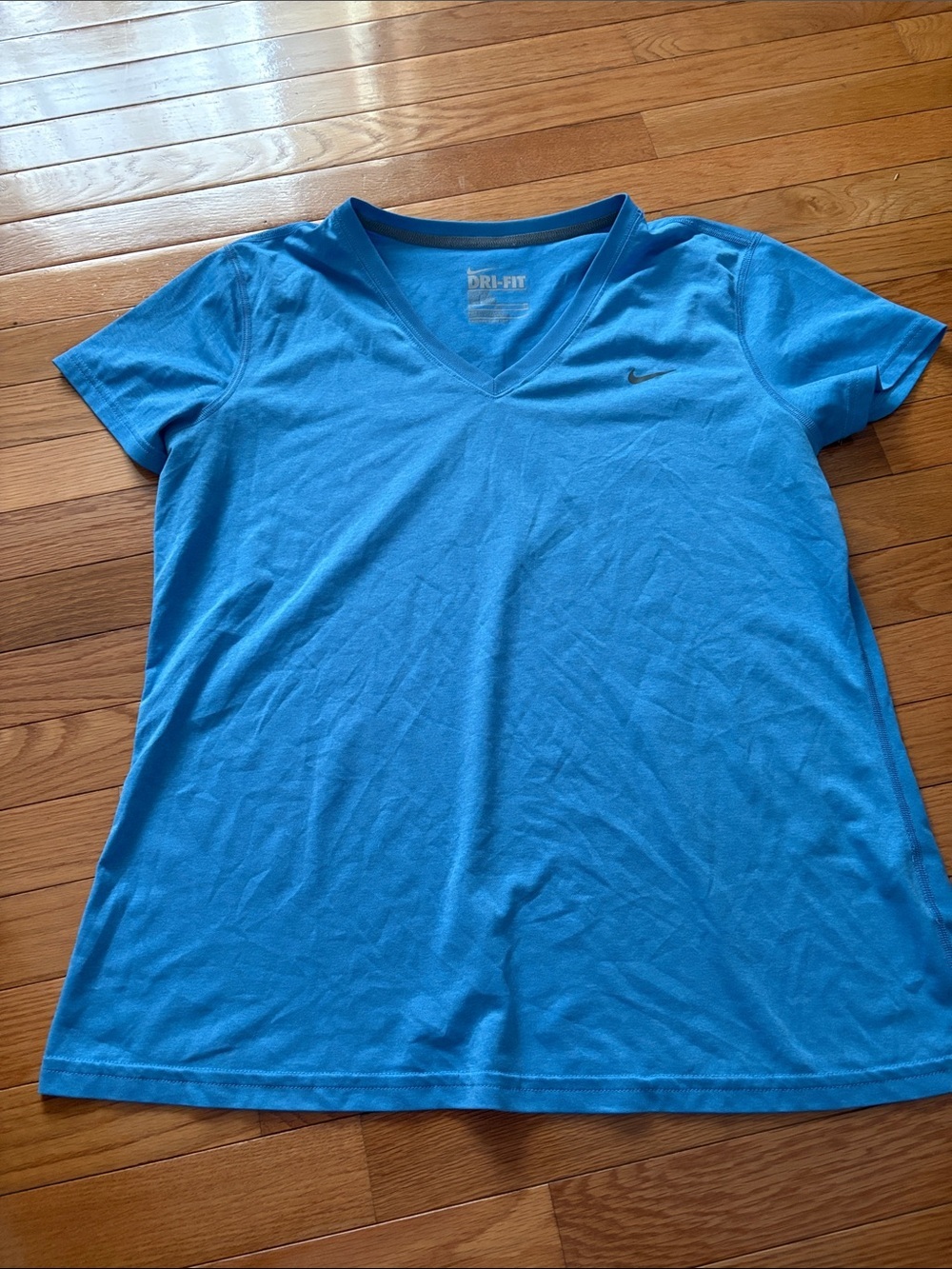 Nike Women’s Bright Blue V-Neck Dri-FIT Short Sleeve Tee
